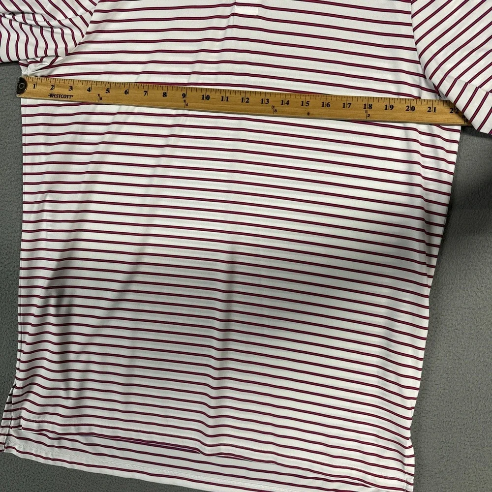 Ralph Lauren RLX Polo Shirt Mens Large White Red Striped Stretch Embroidered